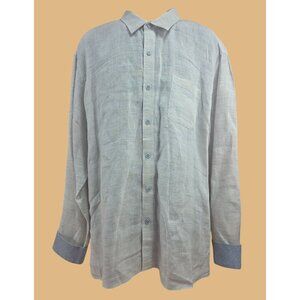 Johnston & Murphy Mens Beige Long Sleeve Linen Shirt 3XL